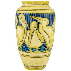 Vintage Art Deco Pelican Vase by Charles Catteau for Boch Freres, 1924