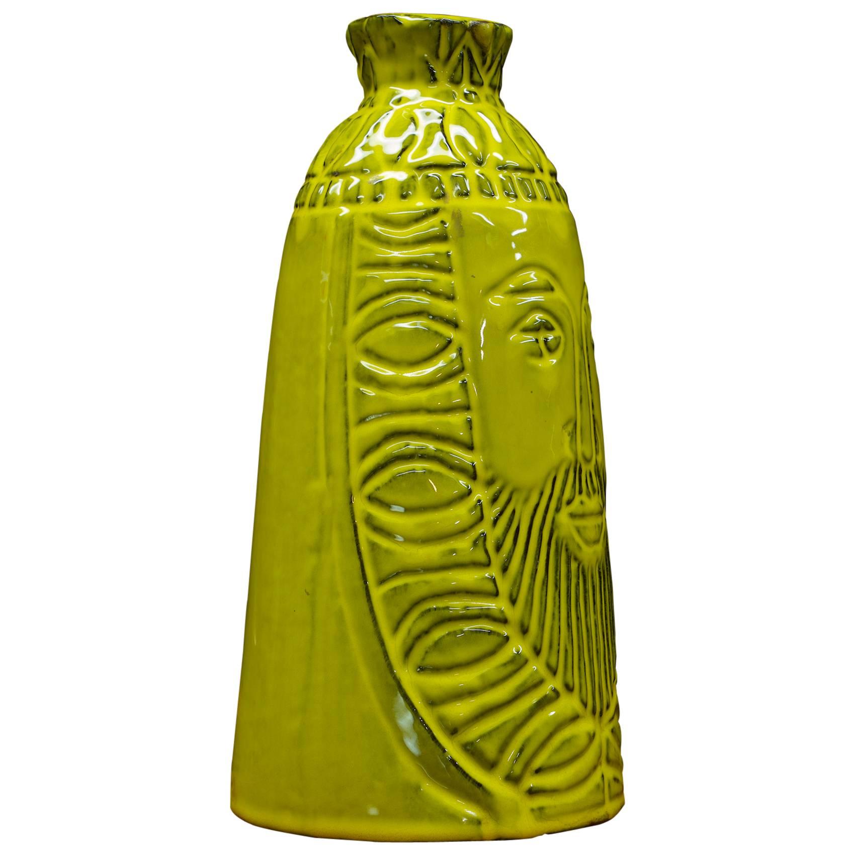 Rare Raul Coronel Yellow King Vase Decanter