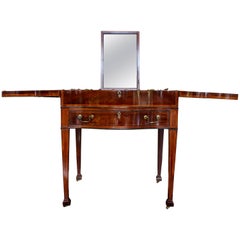 Antique English George III Period Inlaid Mahogany Gentleman's Dressing Table with Mirror