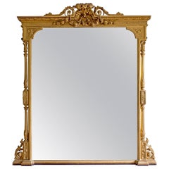Antique Mid-Victorian Giltwood Overmantle Mirror