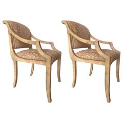 Pair Lacquered Goatskin Armchairs
