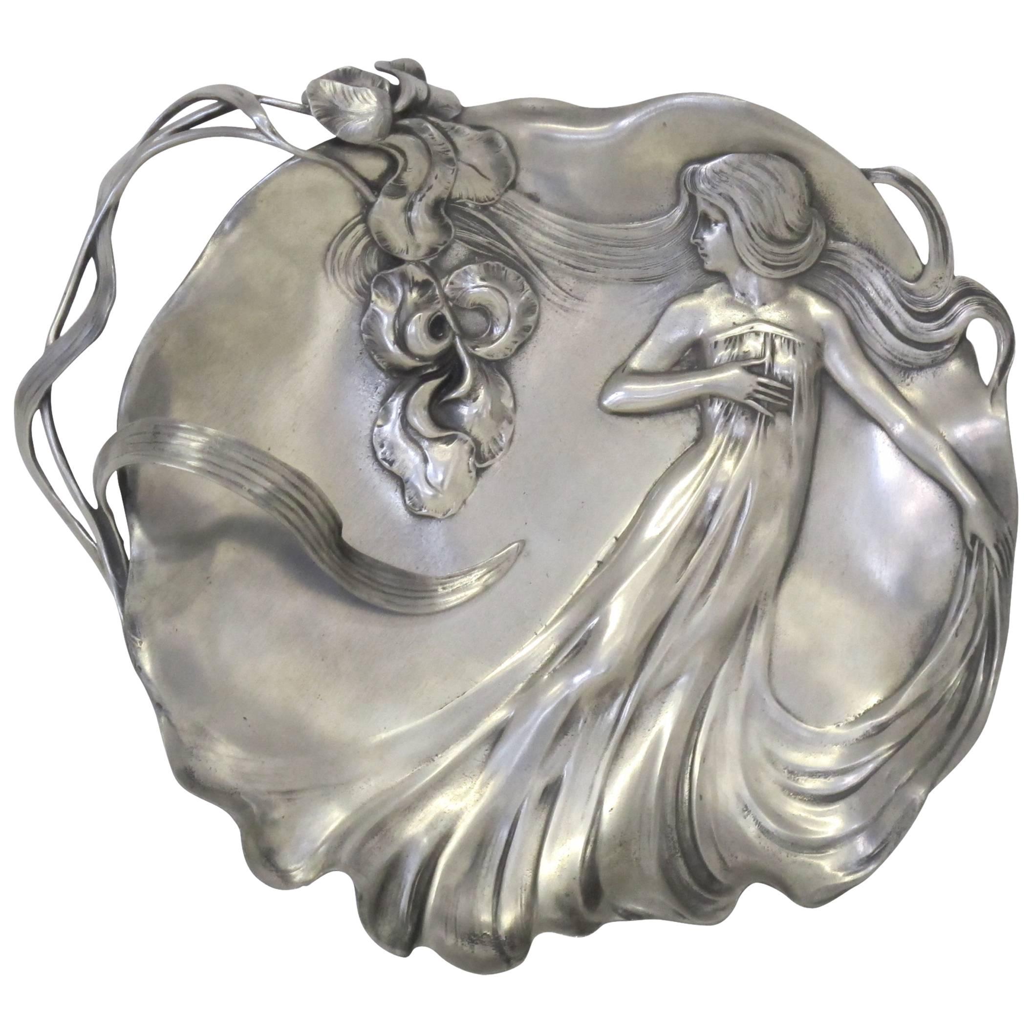 Art Nouveau Pewter Dish by Achille Gamba