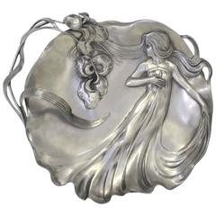 Art Nouveau Pewter Dish by Achille Gamba