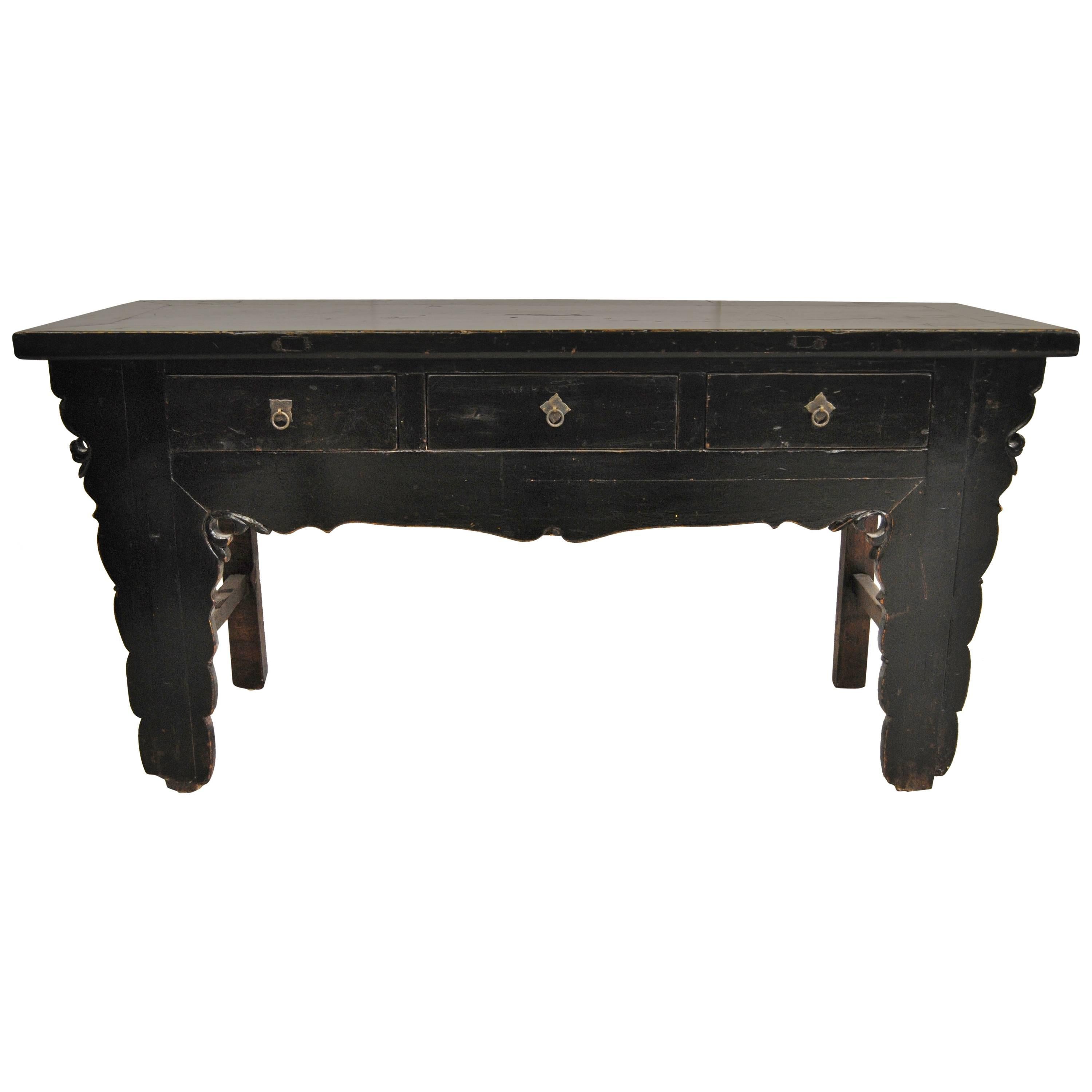 Antique Black Chinese Sideboard, Gansu Province, circa 1880 For Sale