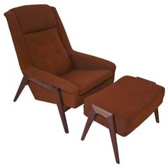 Folke Ohlsson Danish Lounge Chair and Ottoman for Dux