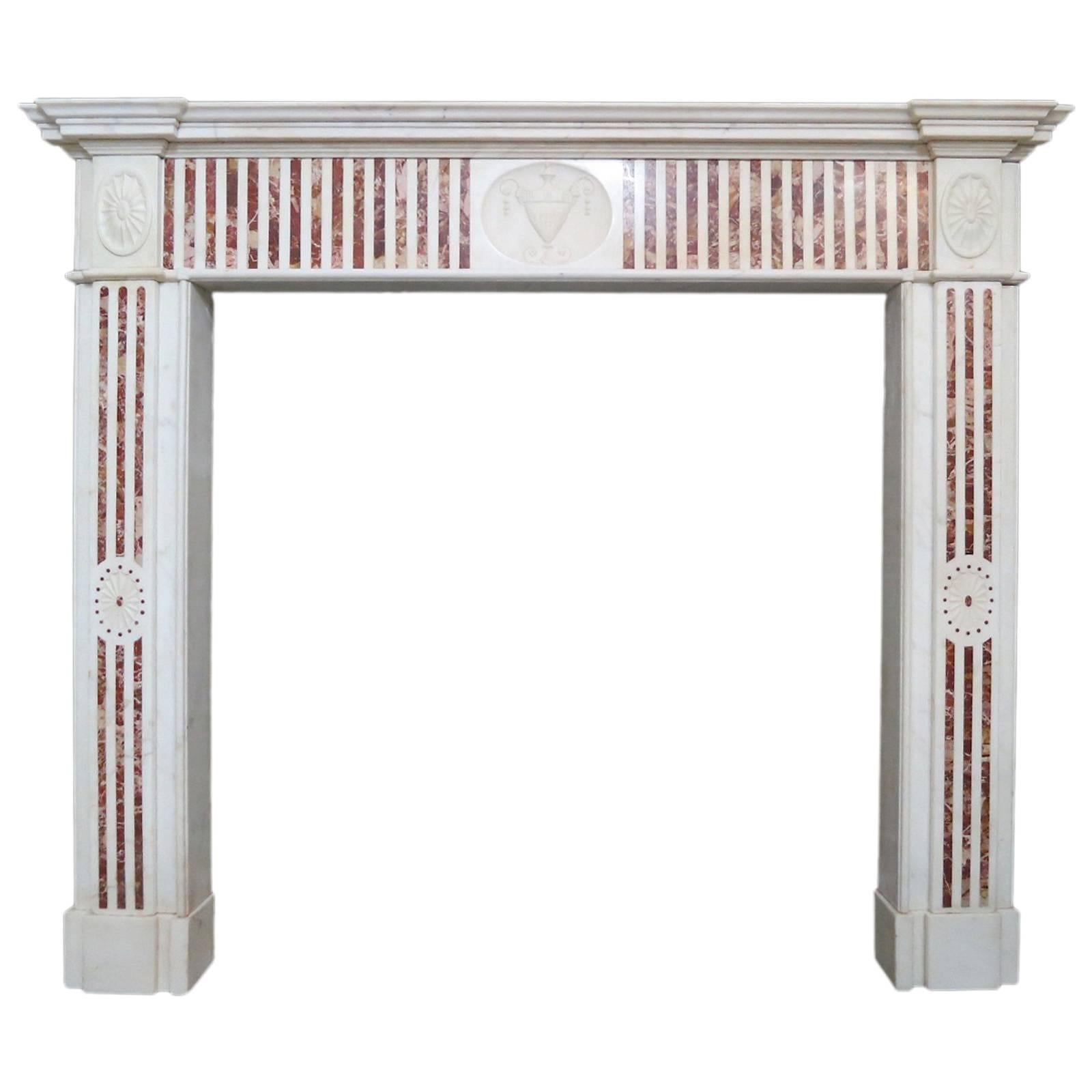 Antique George III Jasper and Statuary Marble Fireplace Mantel 