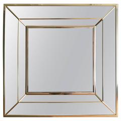  Square Brass Framed  Cushion Panelled Mirror 