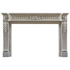 Well Carved Antique 19th Century Louis XVI Style Fireplace Mantel