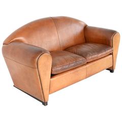 ART DECO COGNAC leather sofa