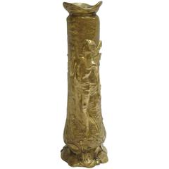 Paul Louchet Art Nouveau Vase, "Femme Libellule, " Signed