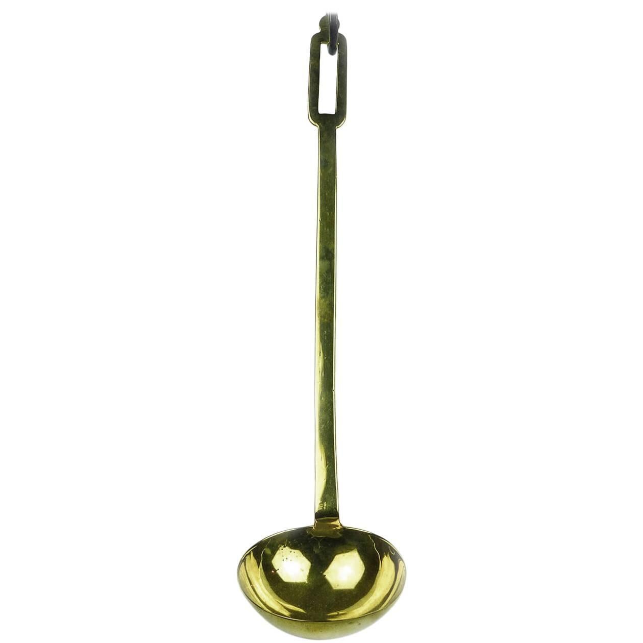English Brass Ladle with Slotted Handle, circa 1875 For Sale