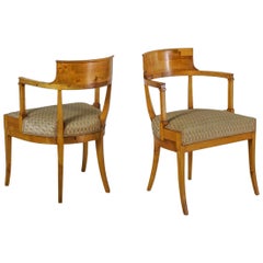 Pair of Alfred Grenander Attributed Birch Armchairs, Sweden, Late 19th Century