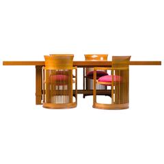 Cassina Taliesin Dining Table and Barrel Chairs Designed by Frank Lloyd Wright