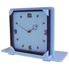 Vintage Rare English Art Deco Blue, Black and Clear Lucite Electric Metamec Mantle Clock