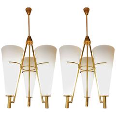 Pair of 1960s Italian Chandeliers Attributed to Stilnovo