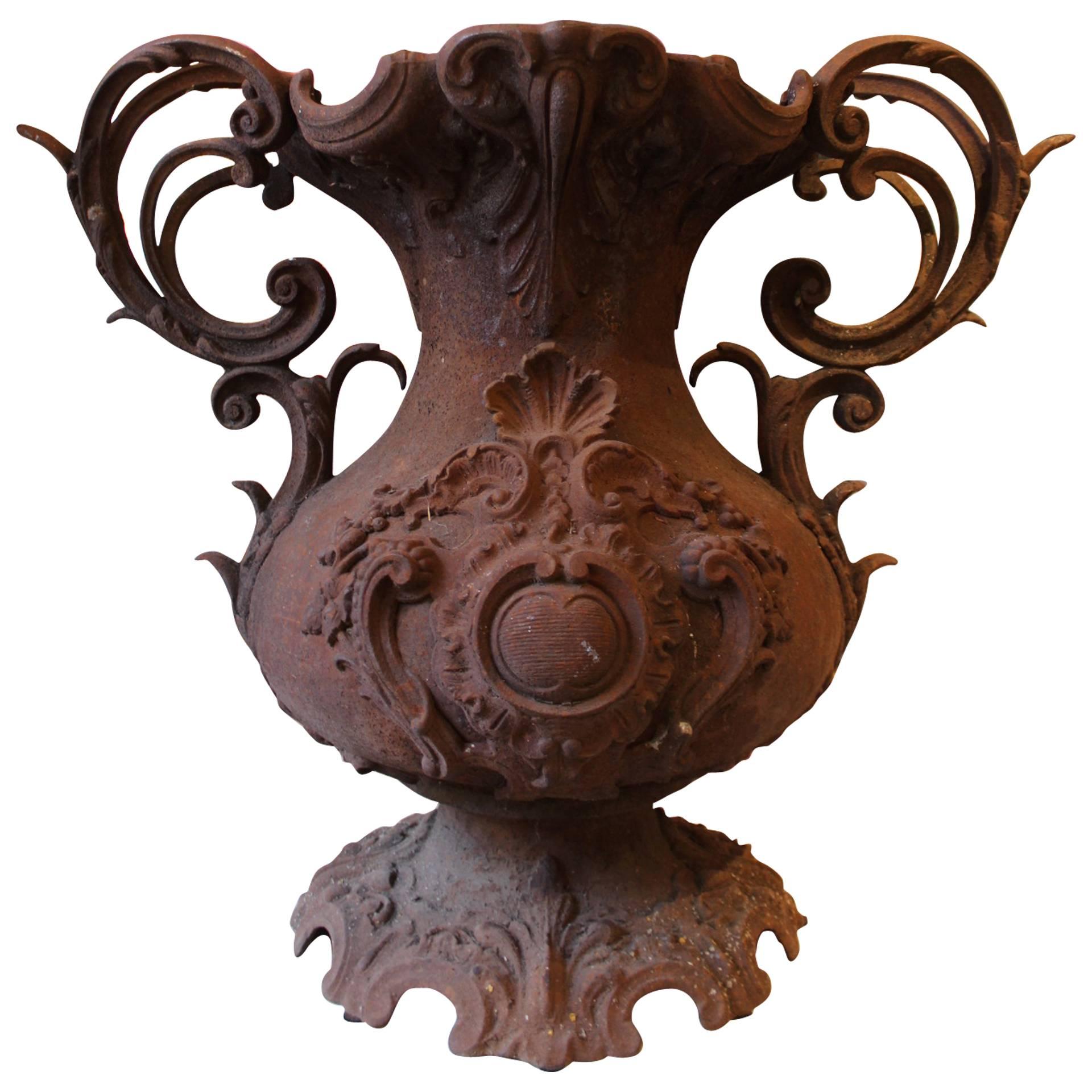 Garden Cast Iron Urn, France, End of the 19th Century For Sale