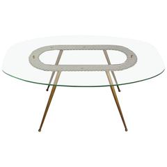 1950s Glass and Brass Coffee Table Fontana Arte Style 4