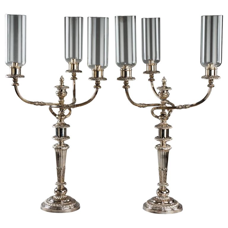 Large Pair of Regency Silver Candelabras at 1stDibs