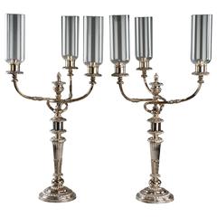 Antique Large Pair of Regency Silver Candelabras