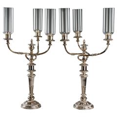 Large Pair of Regency Silver Candelabras