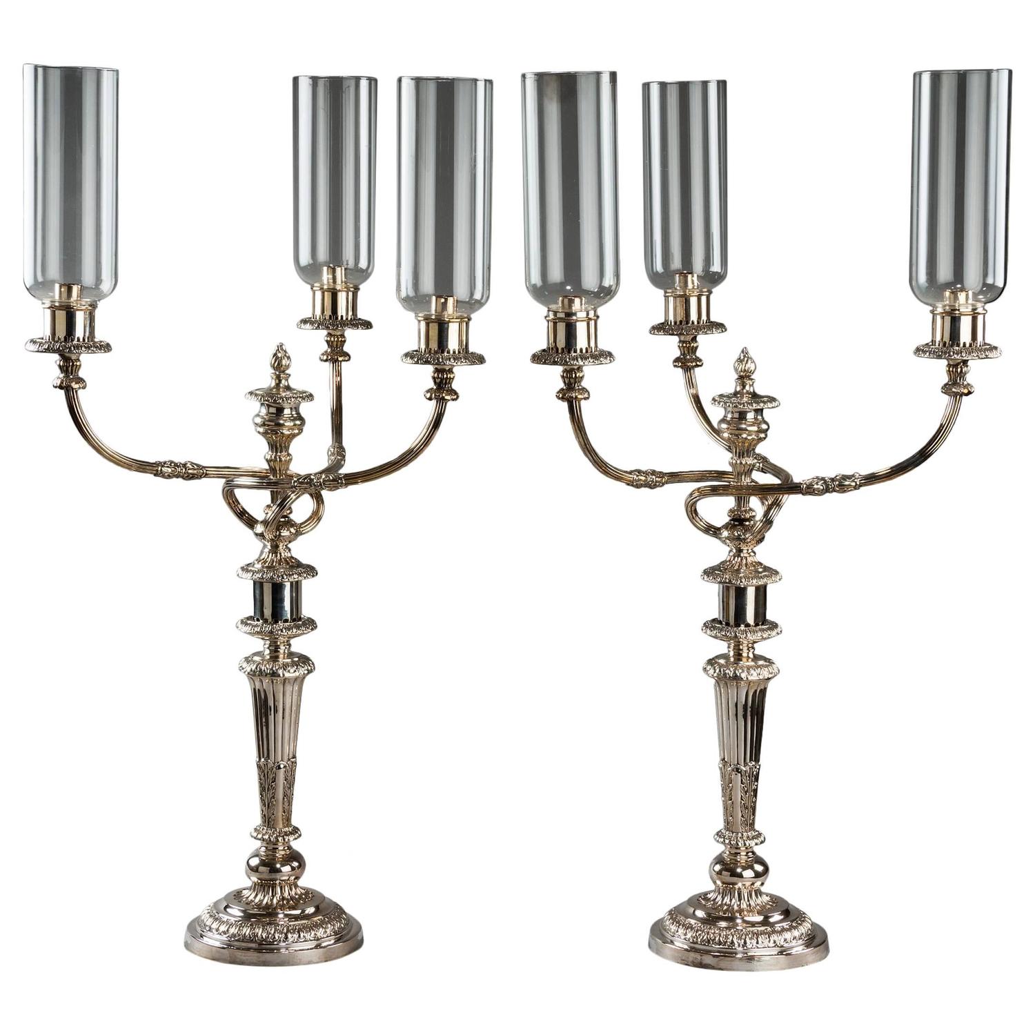 Large Pair of Regency Silver Candelabras For Sale at 1stdibs