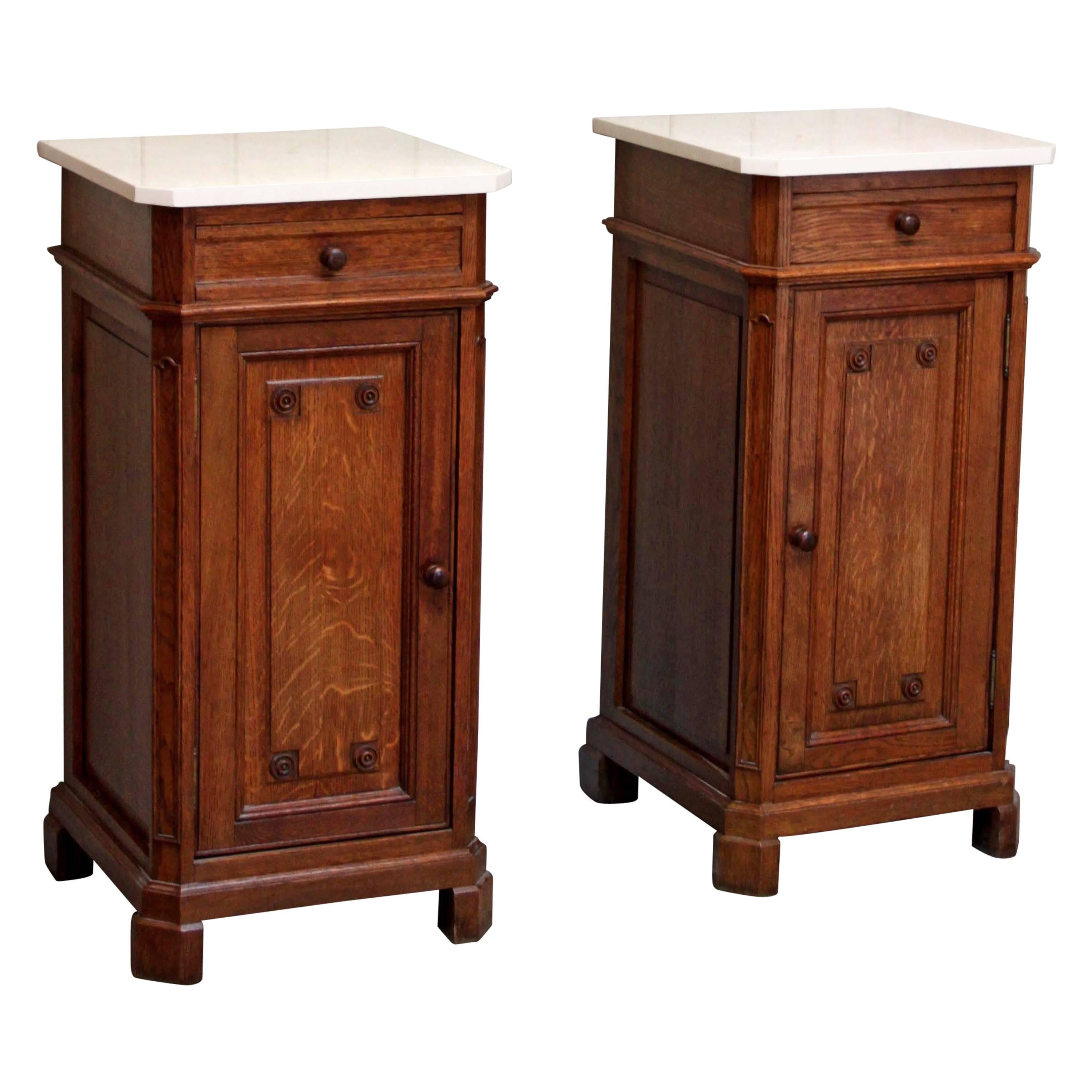 Pair of French Oak Bedside Cabinets