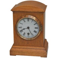 Antique Light Oak Edwardian Mantel Clock