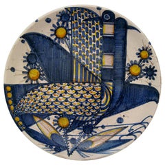 1960s, Franco Rufinelli Hand-Painted Pottery Charger