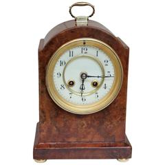 Edwardian Burr Walnut Mantel Clock