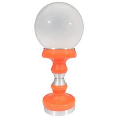 Vintage Italian Frosted Glass Globe Table Lamp in Orange by Stilux