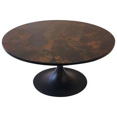 Ligne Roset, coffee table, iron and slate, circa 1970, France.