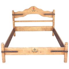 Vintage Signed Double-Size Hand-Painted Rancho Monterey Bed
