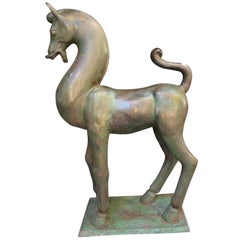Monumental Mid-Century Etruscan Bronze Horse Sculpture