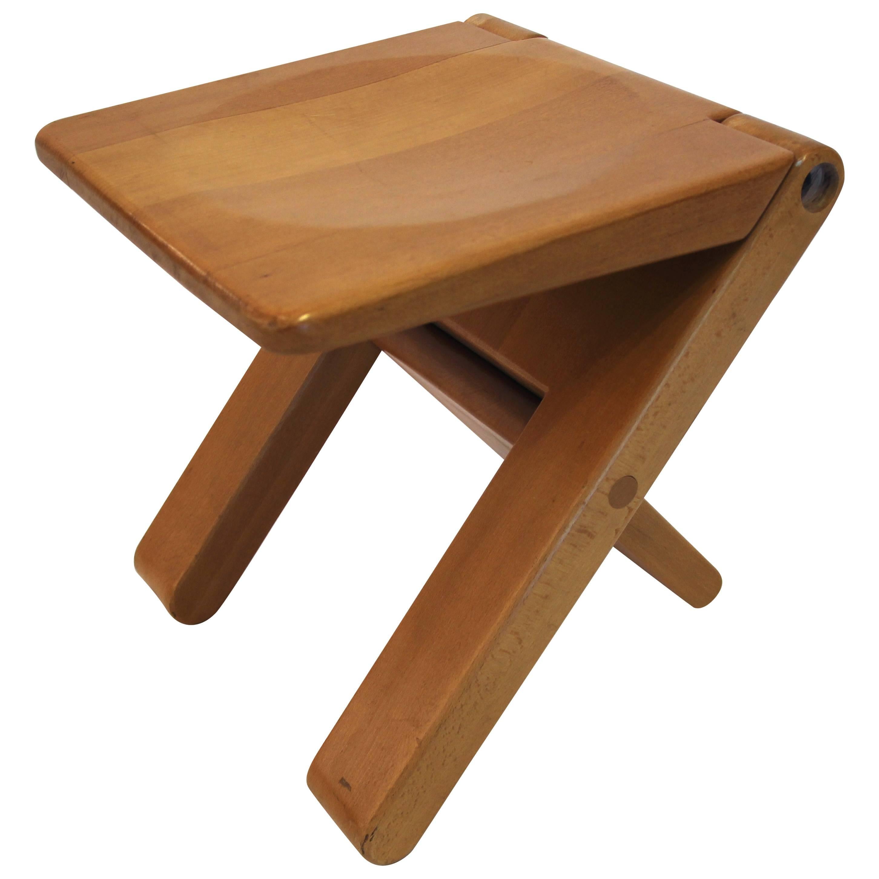 Marcel Ramond (1935) stool, beech, Form Design edition, Circa 1979 France.