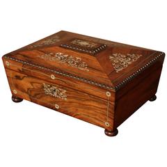 19th Century Rosewood Inlaid Work or Sewing Box