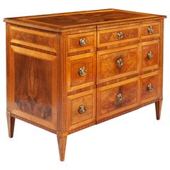 A fine late 18th century Louis XVI neoclassical walnut parquetry commode