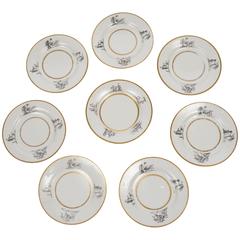 Set of 8 Neoclassical Worcester Barr, Flight 
Barr Porcelain Plates, circa 1805