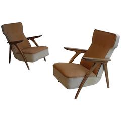 Pair of Italian two tone lounge chairs