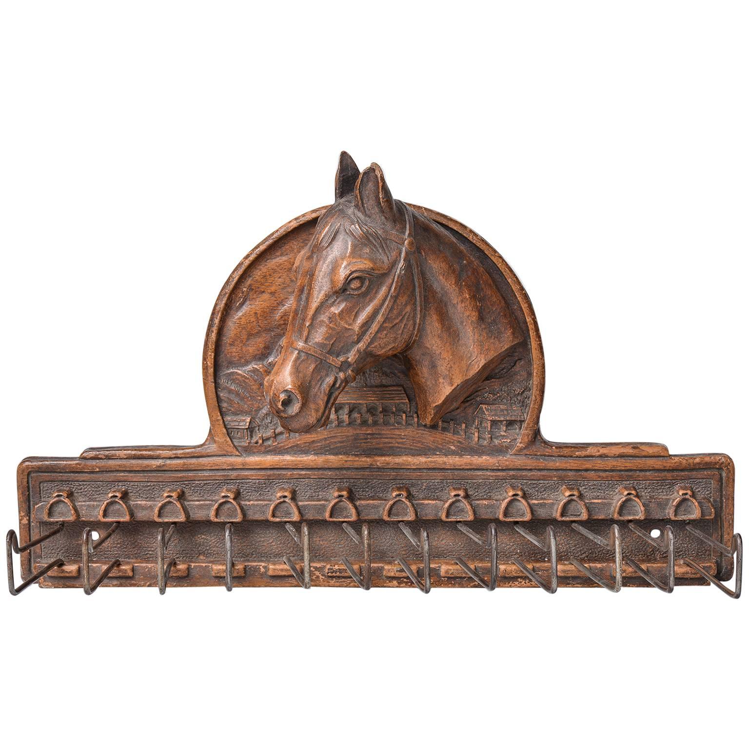  American Tie Rack or Belt Holder with Horse Head For Sale