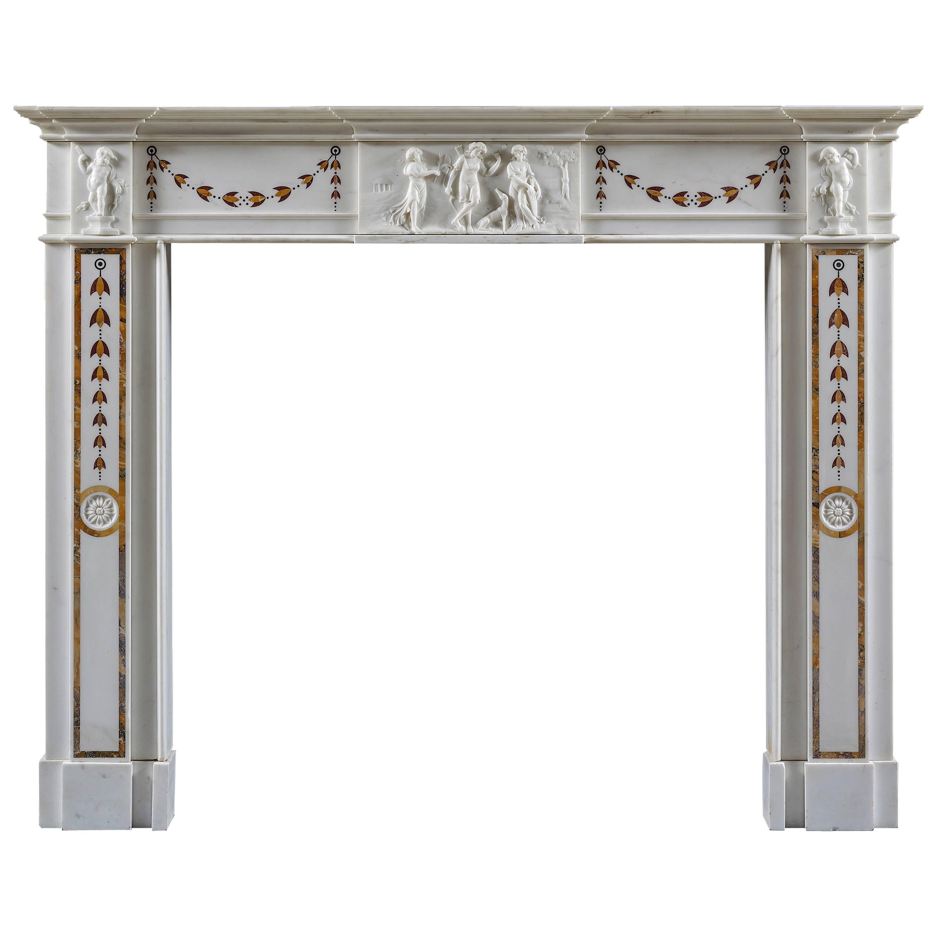 Antique Fireplace Mantel of Neoclassical Style