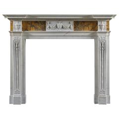 Antique Neoclassical Fireplace Mantel in Siena and Statuary Marbles 11