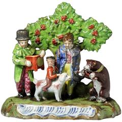 Antique Staffordshire Figure of a Performing Animal Troupe, Early 19th Century