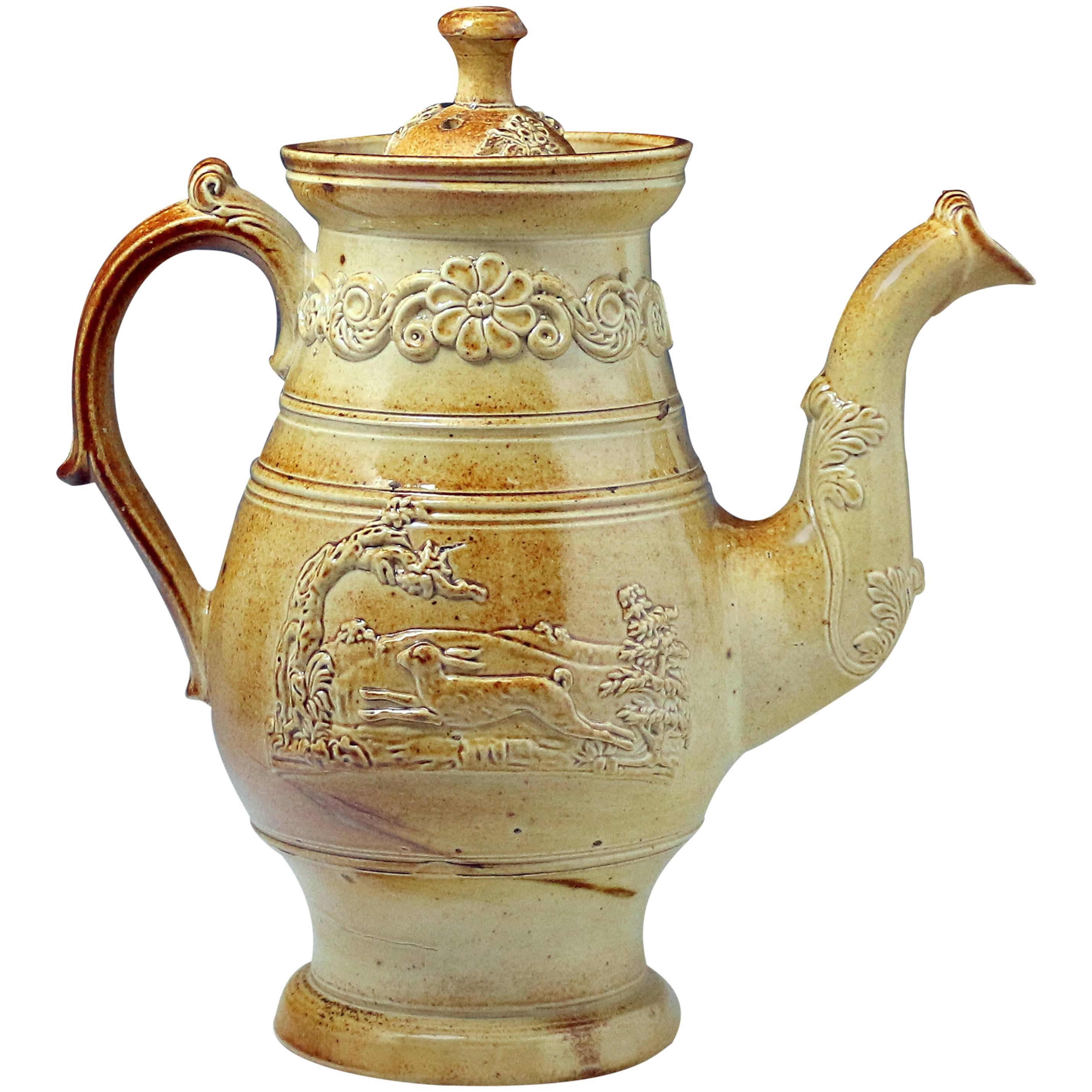 Brampton Stoneware Saltglaze Coffee Pot, Early 19th Century, Derbyshire, England
