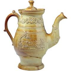 Antique Brampton Stoneware Saltglaze Coffee Pot, Early 19th Century, Derbyshire, England