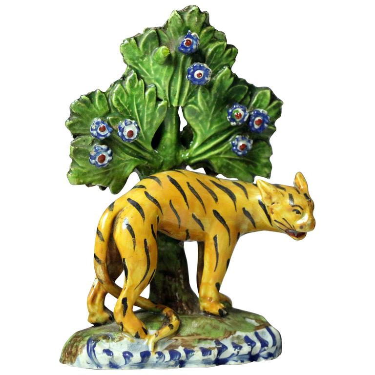 Staffordshire Pottery Pearlware Figure of a Tiger with Bocage at 1stdibs
