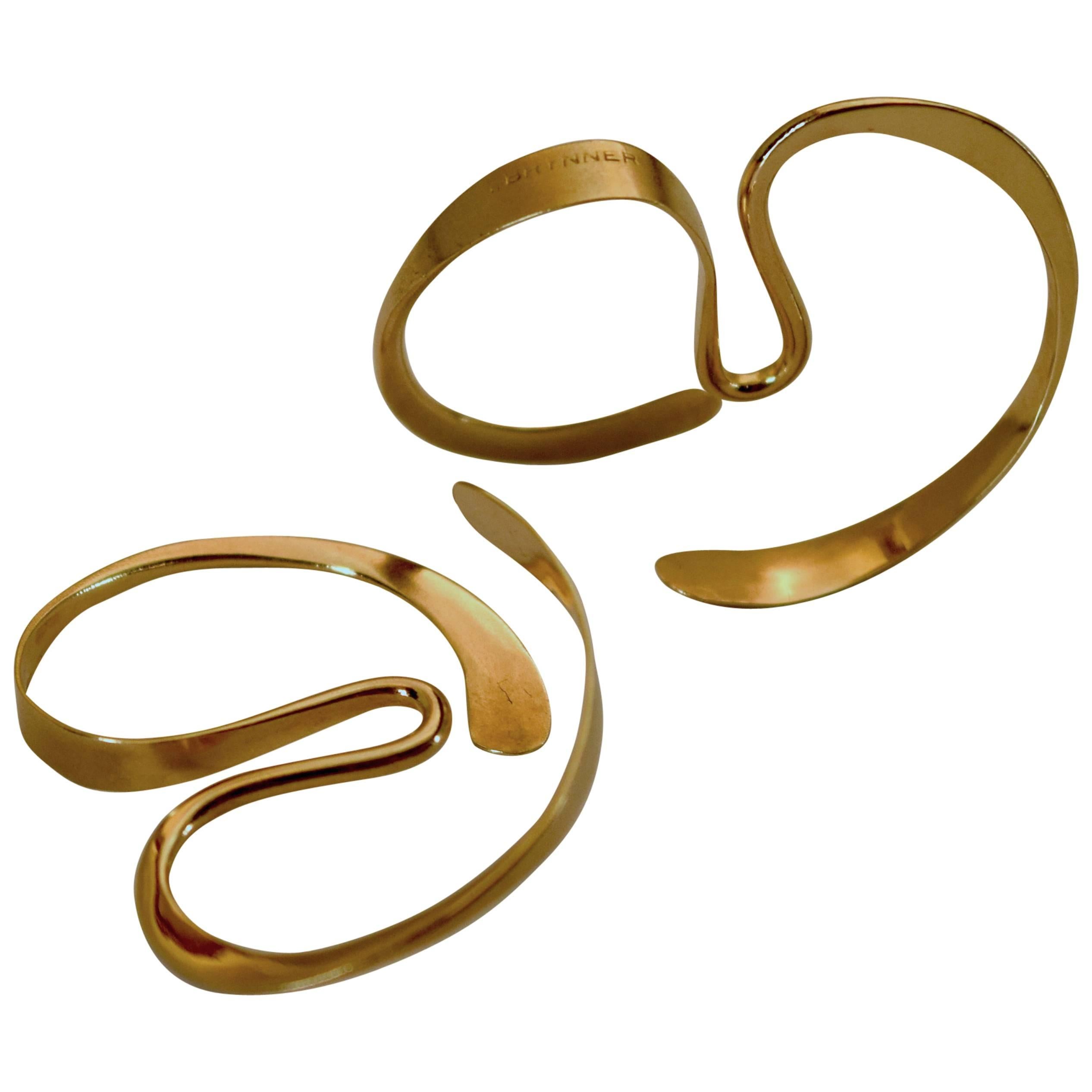Irene Brynner Modernist Non-Pierced Gold Abstract Earrings