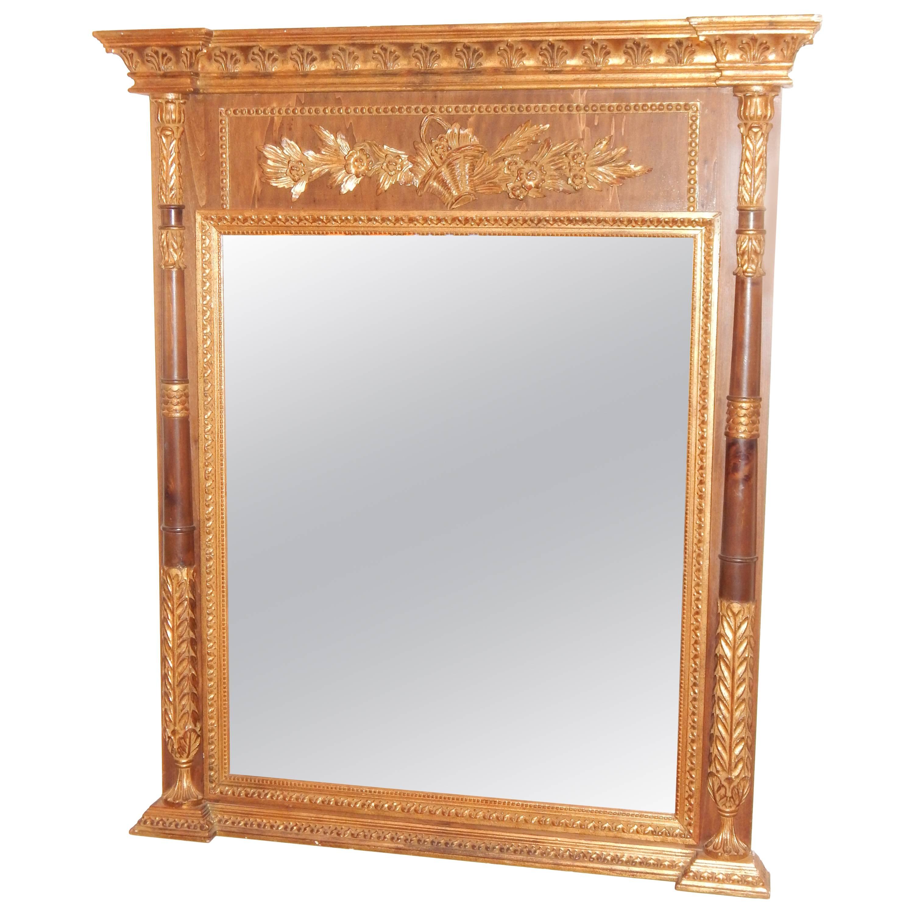 Neoclassic Style Parcel-Gilt Walnut Mirror For Sale