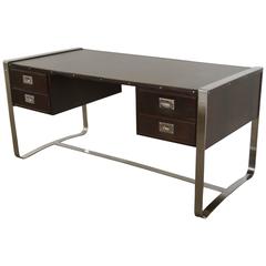 Desk in Leather and Steel by Jacques Adnet 10