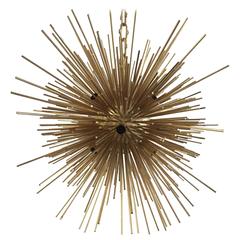 Vintage Monumental Modernist Italian Polished Brass Radiant Sputnik Chandelier