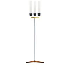 Italian Tripod Floor Lamp with Brass and Teak Details, 1950s 10